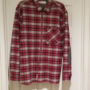 Levi's Plaid Shirt Jacket Elbow Patches - EUC